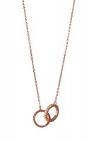 Collana con due anelli intrecciati con strass in argento 925 con bagno in oro rosa