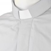 Immagine di 'Camicia clergyman grigio chiaro mezza manica 100% cotone - collo 45'