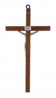 Immagine di 'Crocifisso da parete in legno di mogano con Cristo in metallo - 25 cm'