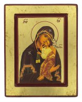 Icona greca in legno "Madonna del Carmine" - 19x14,5 cm