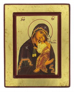 Copertina di 'Icona greca in legno "Madonna del Carmine" - 19x14,5 cm'