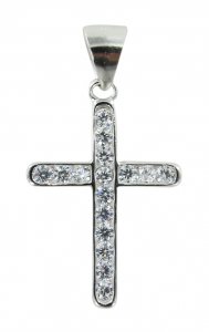 Copertina di 'Croce in argento 925 con strass bianchi - 2 cm'