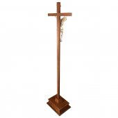 Immagine di 'Croce astile in legno con Cristo argentato - dimensioni 183x47 cm'