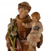Immagine di 'Statua sacra in legno colorato "Sant'Antonio di Padova" - altezza 60 cm'