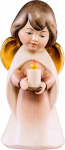 Copertina di 'Statuina dell'angioletto con candela, linea da 6 cm, in legno dipinto a mano, collezione Angeli Sognatori - Demetz Deur'