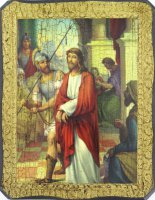 Immagine di 'Quadro Via Crucis stampa su tavola - 20 x 15 cm'