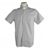 Camicia clergyman grigio chiaro mezza manica 100% cotone - collo 45