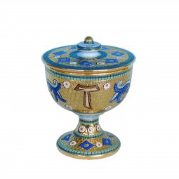 Copertina di 'Pisside in ceramica simbolo TAU "Modello Bizantino" - 14 cm'