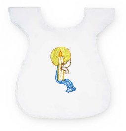 Copertina di 'Vestina bianca per Battesimo con ricamo colorato "Candela e colomba"'