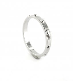 Copertina di 'Rosario anello in argento 925 con 10 grani tondi misura italiana n16 - diametro interno mm 17,8 circa'
