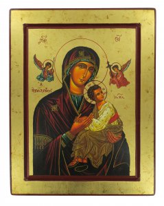 Copertina di 'Icona Perpetuo Soccorso (Madonna della Passione), produzione greca su legno - 32,5 x 25,5 cm'