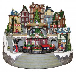 Copertina di 'Villaggio natalizio con treno e negozi, movimento, luci, musica (42 x 38,5 x 35 cm)'