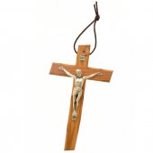 Croce in legno d'ulivo e corpo in argento - altezza 16,5 cm