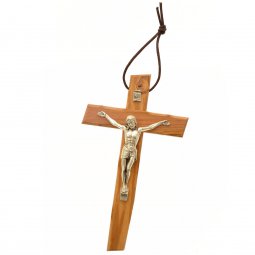 Copertina di 'Croce in legno d'ulivo e corpo in argento - altezza 16,5 cm'