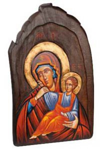 Copertina di 'Icona in legno massello "Madonna della carezza" -  dimensioni 43,5x26,5 cm'
