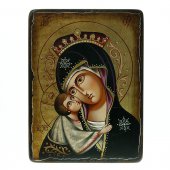 Icona bizantina dipinta a mano "Madre di Dio Donskaja" - 22x18 cm