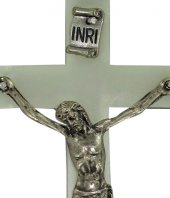 Immagine di 'Croce fosforescente con sfondo in metallo nichelato - 9 cm'
