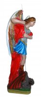 Immagine di 'Statua San Michele in gesso madreperlato dipinta a mano - 30 cm'