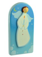 Icona "Angelo con candela" azzurro per bambini - dimensioni 7x13 cm