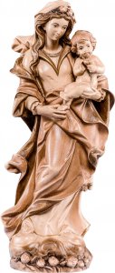 Copertina di 'Statua della Madonna con le rose da 20 cm in legno con mordente in 3 toni di marrone - Demetz Deur'