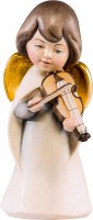 Statuina dell'angioletto con violino, linea da 8 cm, in legno dipinto a mano, collezione Angeli Sognatori - Demetz Deur