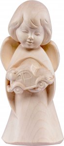 Copertina di 'Statuina dell'angioletto con auto giocattolo, linea da 6 cm, in legno naturale, collezione Angeli Sognatori - Demetz Deur'