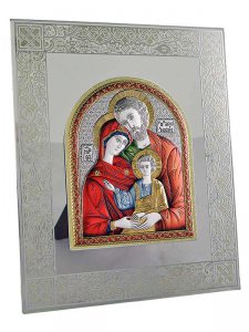 Copertina di 'Quadretto in vetro e argento colorato "Sacra Famiglia" - dimensioni 13x16 cm'