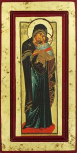 Copertina di 'Icona greca in legno "Madre di Dio della Tenerezza di Decani" - 24x13 cm'