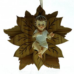 Copertina di 'Ges Bambino su stella alpina in legno d'ulivo'
