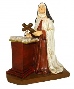 Copertina di 'Statua di Santa Teresa Avila da 12 cm in confezione regalo con segnalibro in IT/IN/SP/FR'