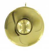 Immagine di 'Teca eucaristica ostie in metallo dorato con incisione IHS -  8 cm'