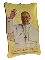 Quadretto sagomato da tavolo o da appendere con immagine di Papa Francesco