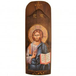 Copertina di 'Icona in legno con Cristo Pantocratore in rilievo (h. 40 cm)'