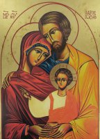 Immagine di 'Icona greca in legno "Sacra Famiglia" - 32x25 cm'