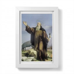 Copertina di 'Quadretto "Sant'Antonio abate" con passe-partout e cornice minimal - dimensioni 15x10 cm'