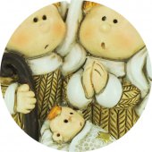 Immagine di 'Nativit in resina colorata, decorazione natalizia/soprammobile, piccolo presepe con Sacra Famiglia, 5,5 x 6 cm'