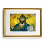 Quadro "Cristo Pantocratore - Duomo di Cefal" con cornice dorata - dimensioni 44x34 cm