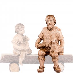 Copertina di 'Pastore seduto con agnello H.K. - Demetz - Deur - Statua in legno dipinta a mano. Altezza pari a 11 cm.'