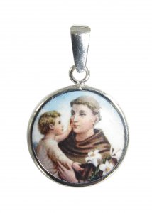 Copertina di 'Medaglia Sant Antonio tonda in argento 925 e porcellana - 1,8 cm'