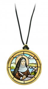 Copertina di 'Ciondolo Santa Teresa di Avila in legno ulivo con immagine serigrafata - 3,5 cm'