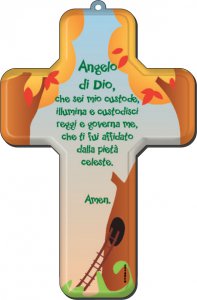 Copertina di 'Crocifisso per bambini con la preghiera dell'Angelo di Dio in italiano - 12 x 18 cm'