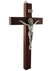 Copertina di 'Croce in legno di faggio con Cristo in metallo -  dimensioni 15x10 cm'