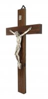 Immagine di 'Crocifisso da parete in legno di noce con Cristo in metallo - 20 cm'