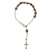 Bracciale rosario con grani in vetro di Murano color nero e bronzo - grani tondi 7mm