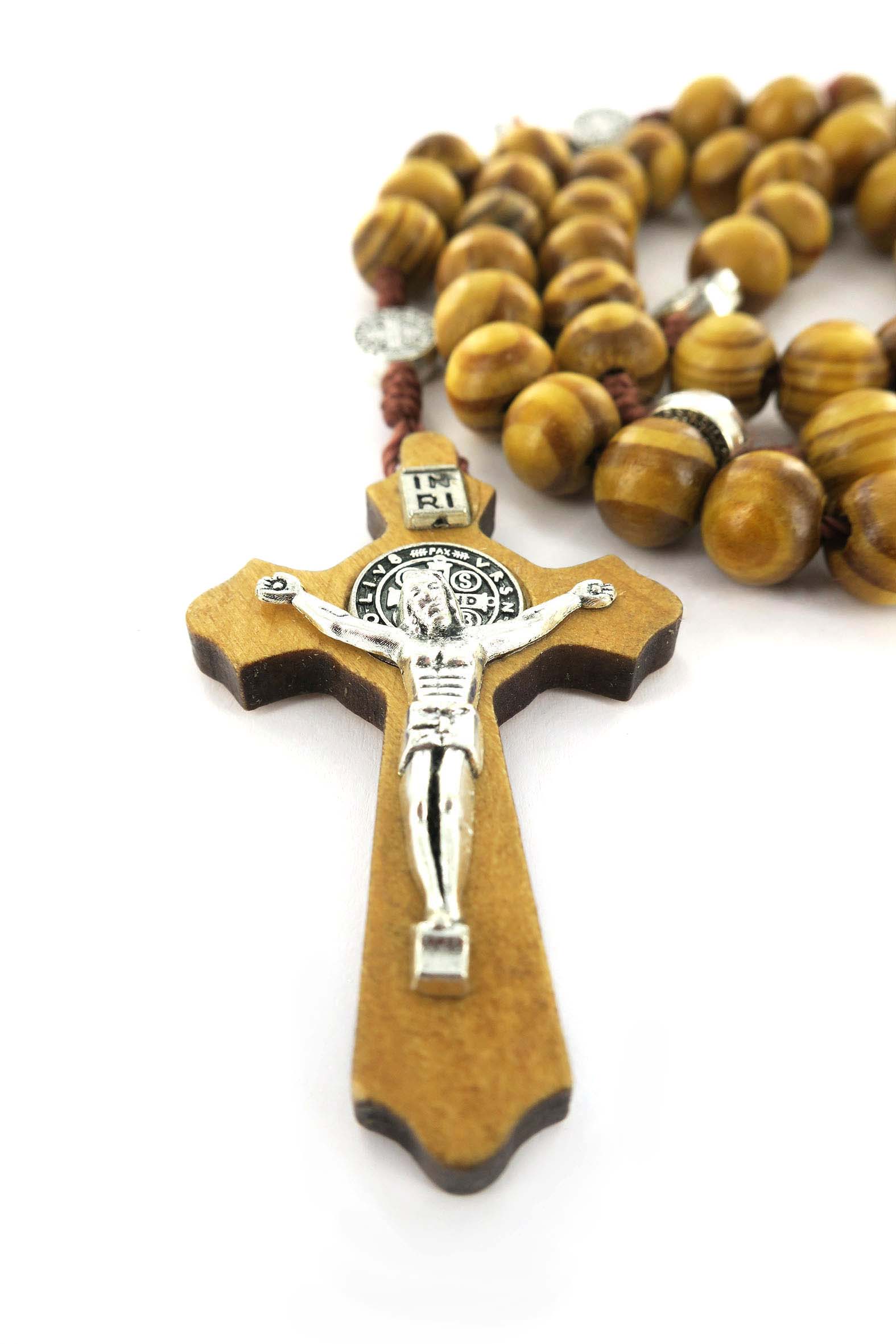 fatto a mano da Gerusalemme rosario cattolico con medaglia Rosario di San Benedetto in legno dulivo 