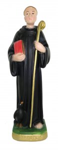 Copertina di 'Statua San Benedetto in gesso dipinta a mano - 20 cm'