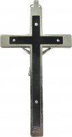 Immagine di 'Croce in metallo nichelato con intarsio nero - 14 cm'