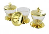 Immagine di 'Astuccio ( kit celebrazione messa) con 3 vasetti altare dorati'