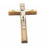 Crocifisso in mogano e legno d'ulivo con Cristo in metallo - altezza 15 cm