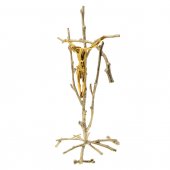 Immagine di 'Crocifisso scultoreo dorato su intreccio di rami -  dimensioni 50x28,5 cm'